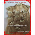 Wholesale price 150g remy hair extension clip in